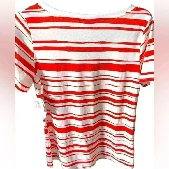 Lularoe small white with red stripes Christy V-neck T. NWT. Great with denim! - Picture 2 of 6